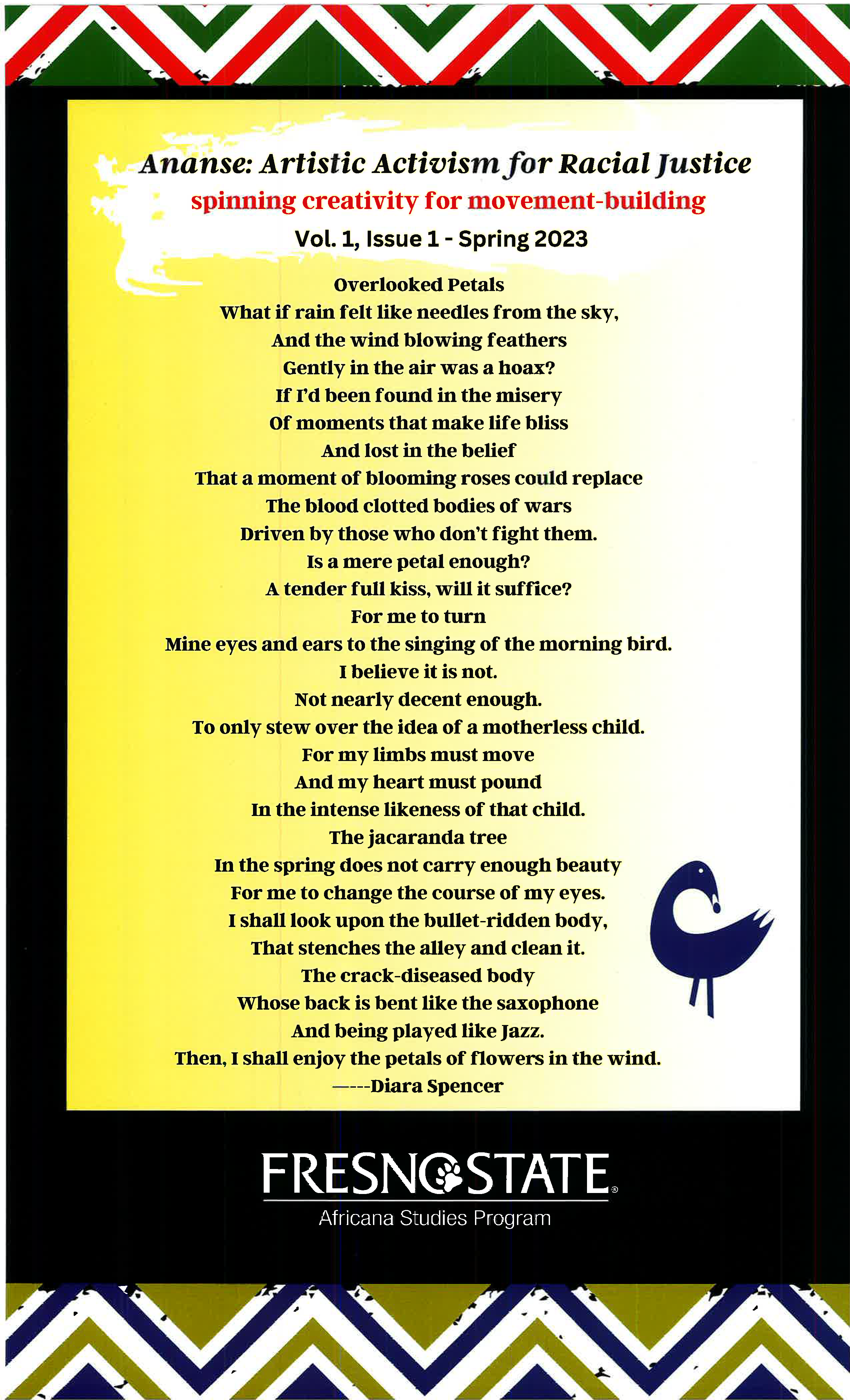 Poem on yellow backgroud and patterned border