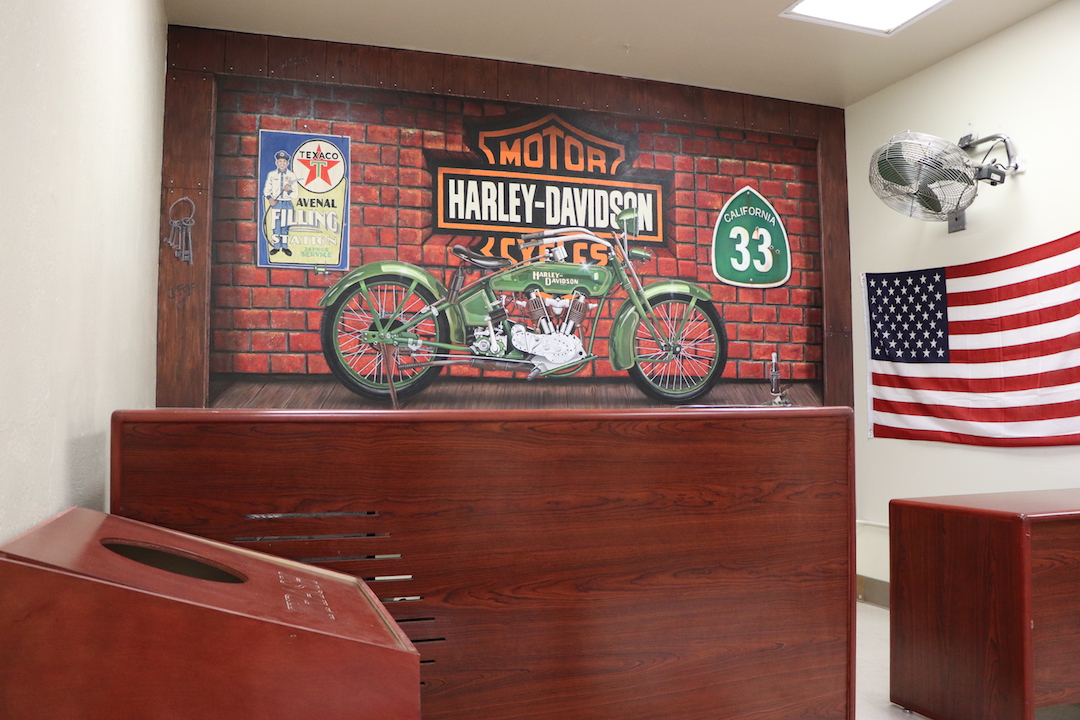 Wall art of harley bike