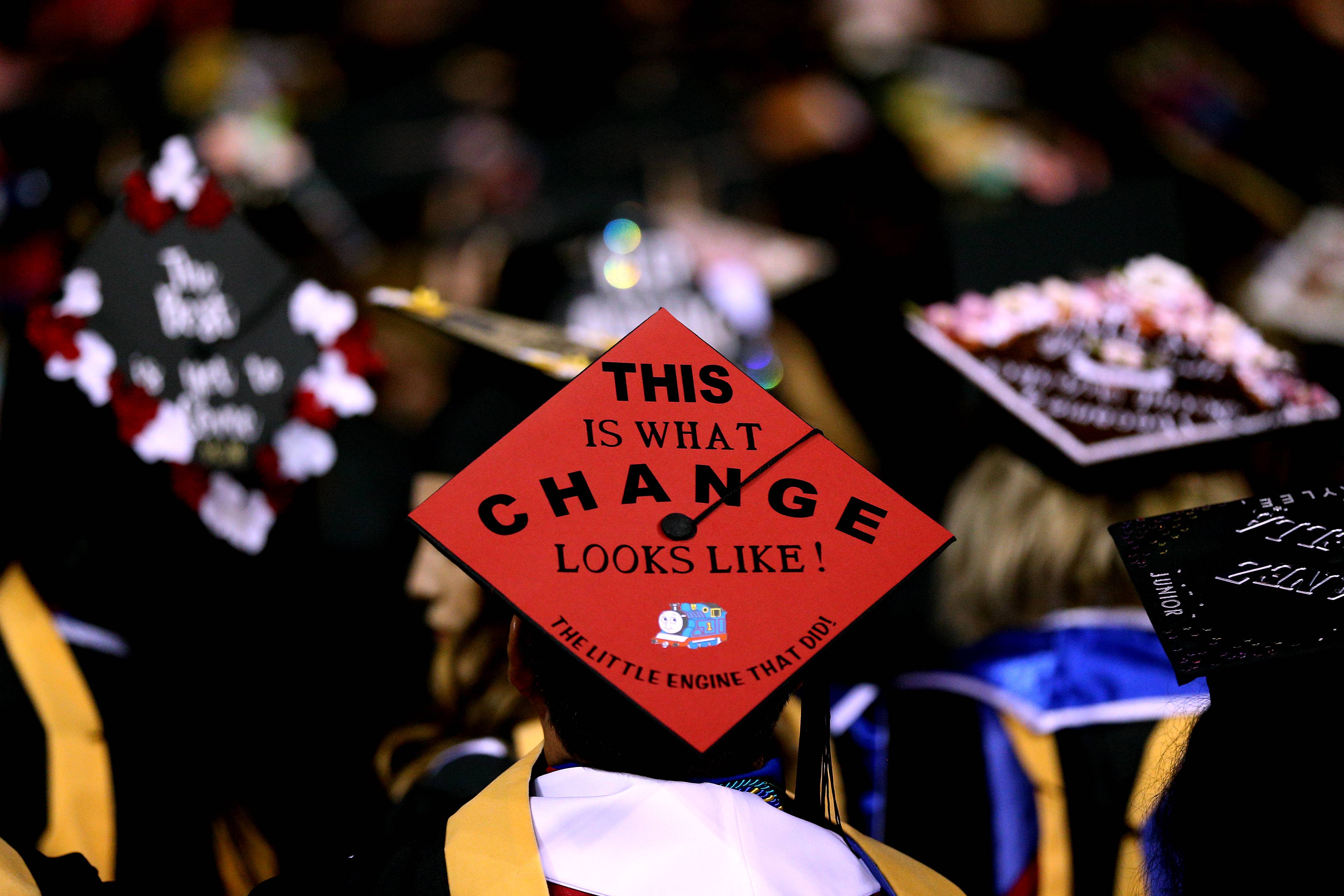Student Wearing Decorated Grad Cap